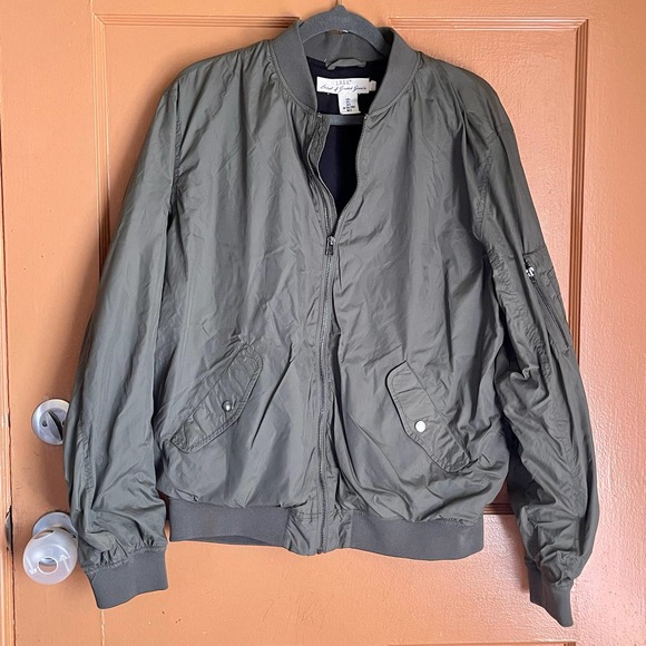 H&M Jackets & Coats Hm Logg Mens Green Bomber Jacket Poshmark